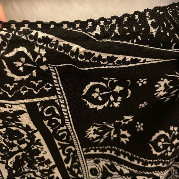 Mix Nouveau Black White Paisley Layer Ruffle Lace Hem Y2K Midi Maxi Skirt M - Picture 3 of 8